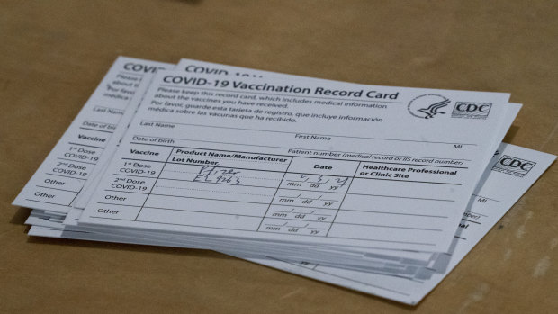 An authentic COVID-19 vaccination card.