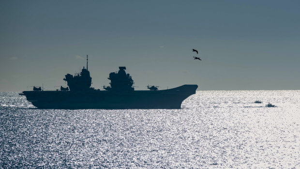 The 65,000-tonne HMS Queen Elizabeth arrives at the British territory of Gibraltar In 2018. 