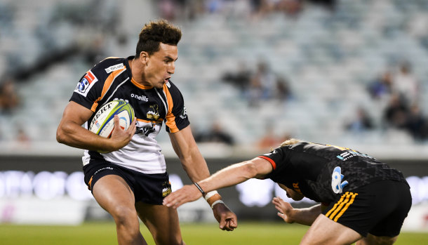 Brumbies fullback Tom Banks scored a superb try against the Chiefs at Canberra Stadium on Saturday. 