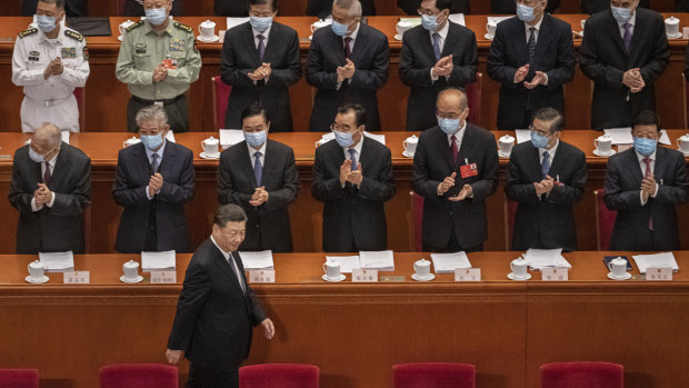 Chinese president Xi Jinping is applauded by delegates at last year’s National People’s Congress. 