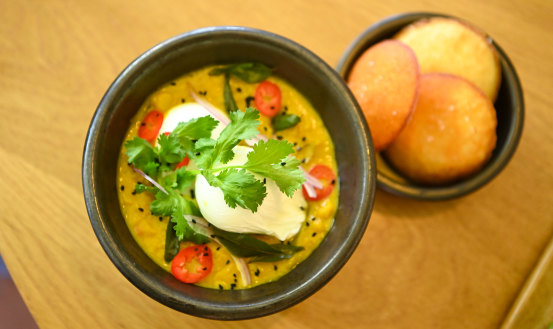 Coconut and yellow lentil dahl at the Cornershop, Yarraville.