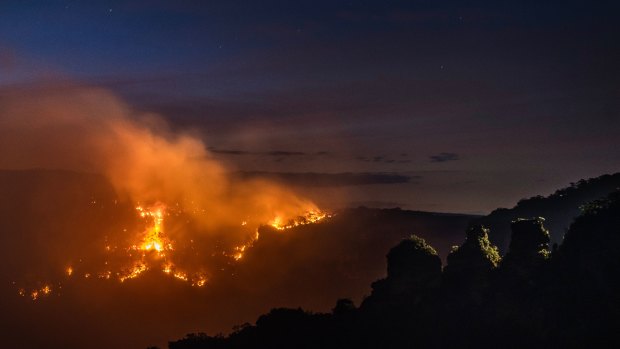 The Ruined Castle fire in the Blue Mountains joined the Green Wattle Creek fire earlier in the month.