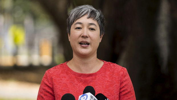NSW Greens MP Jenny Leong speaks to the media on Tuesday. 