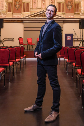 Melbourne Fringe artistic director Simon Abrahams at Trades Hall's freshly renovated New Council Chambers.