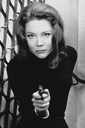 English actress Diana Rigg as Emma Peel in the television series <i>The Avengers</i>.