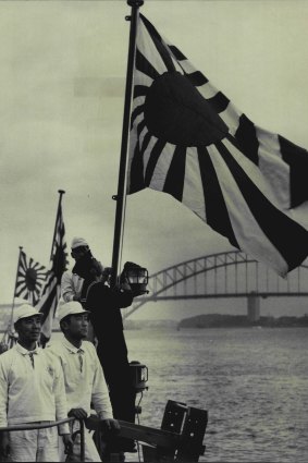 The rising sun flag of the Japanese Navy reappeared in Sydney Harbour for the first time in 27 years on Jully 12, 1962, when four Japanese Navy destroyers berthed at Garden Island for a goodwill visit.