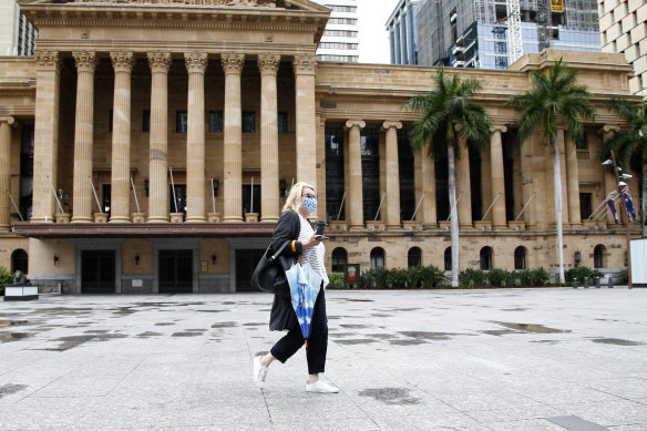 King George Square in Brisbane's CBD was virtually empty during lockdown.