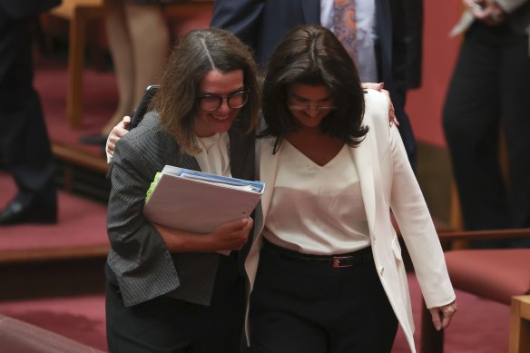 Liberal senators Anne Ruston (left) and Jane Hume.