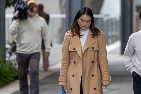 Mairim Cespon, who worked as a nurse  at Leongatha Hospital, outside the court on Thursday. 