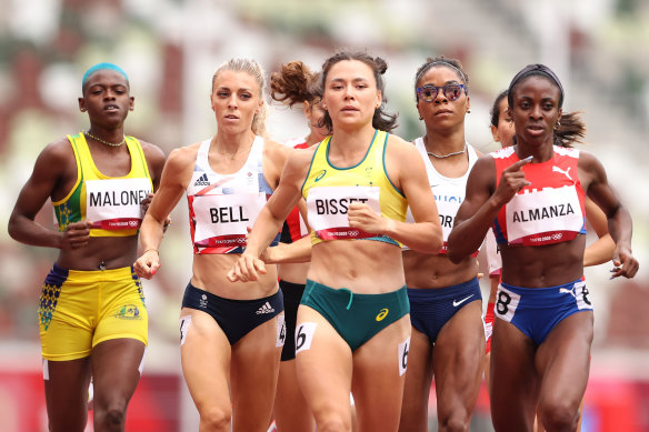 Australia’s Catriona Bisset (centre) was disappointed with her performance in the 800m.