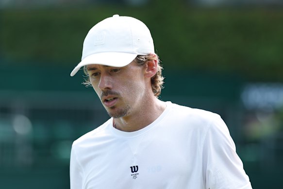 Ale de Minaur at practice at Wimbledon on Friday.