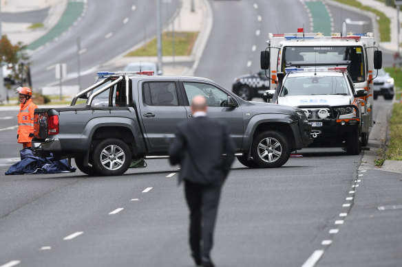 The Volkswagen Amarok abandoned on the Mountain Highway in Bayswater.