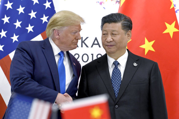 Donald Trump and Chinese President Xi Jinping at the 2019 G-20 summit in Osaka, Japan.