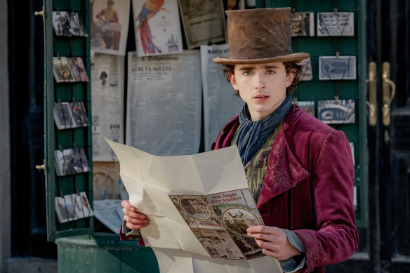 Timothee Chalamet plays the eponymous young chocolate maker in Wonka.