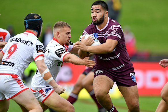 Keith Titmuss in action for Manly’s Jersey Flegg team in 2019.