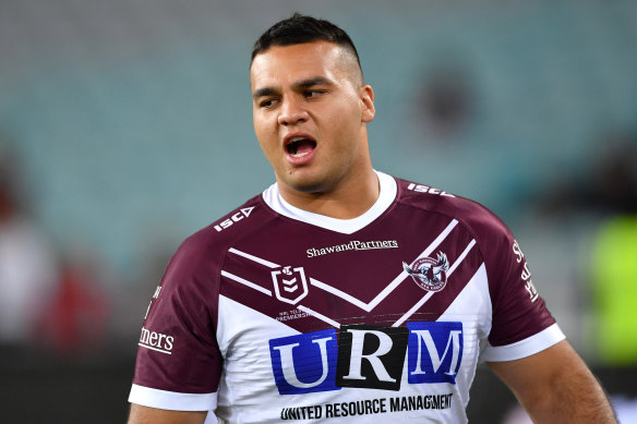 Lloyd Perrett playing for the Sea Eagles in 2019.