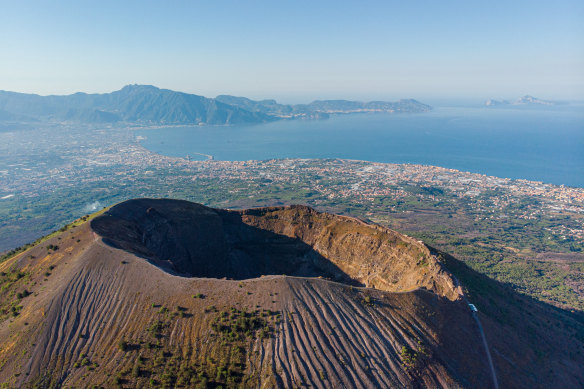 The crater rim walk provides views of Pompeii, Naples and beyond.