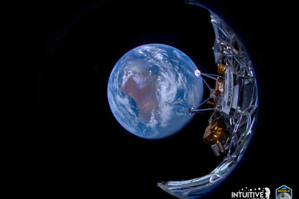 The Odysseus spacecraft snapped a photo of Australia shortly after take-off on February 15, with Cyclone Lincoln forming over the nation’s north.