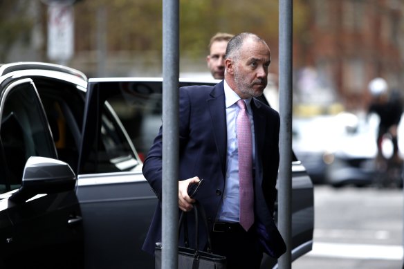 Former NAB chief executive Andrew Thorburn outside the District Court in Sydney on Thursday.