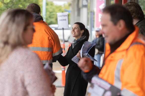 Liberal candidate for Hastings Briony Hutton at pre-poll this week. 