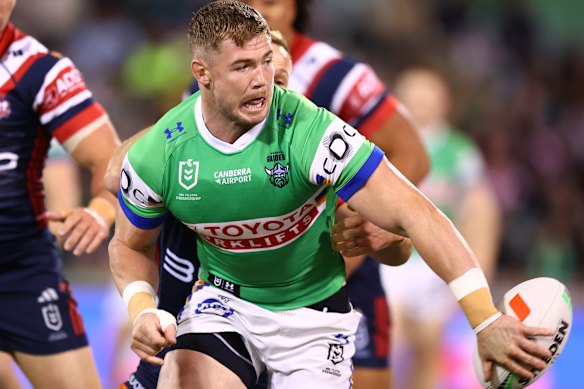 Hudson Young in action for Canberra.