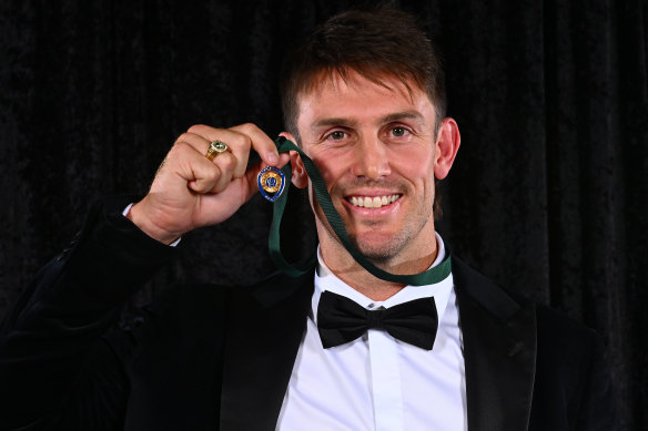 That winning feeling: Mitchell Marsh with the medal.