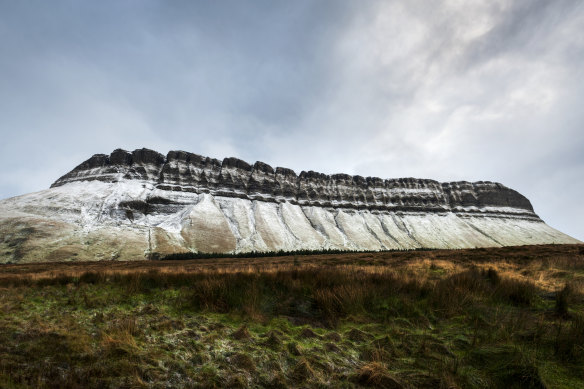 Ben Bulben Mountain, Sligo covered in snow during winter. 