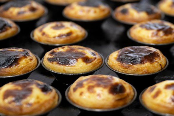 The pasteis de nata are baked fresh every morning at Lusinata.