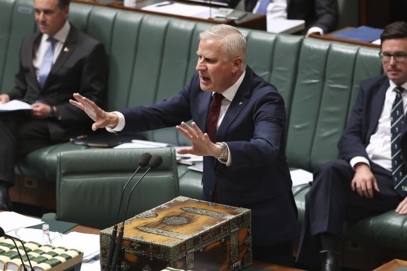 Acting Prime Minister Michael McCormack during Question Time at Parliament House in Canberra.