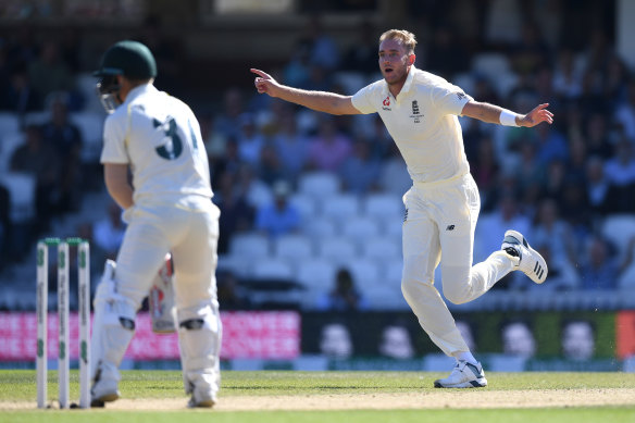 Stuart Broad gets the better of David Warner in England in 2019 – again.