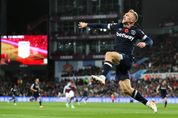 Jarrod Bowen scored the fourth of West Ham’s goals having earlier gone close against Aston Villa.