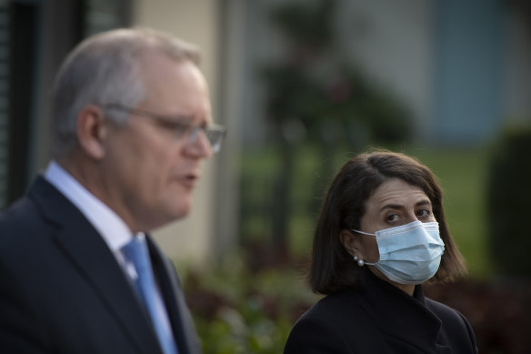 Scott Morrison and Gladys Berejiklian announce the new financial package for NSW.
