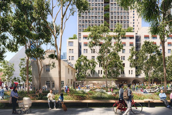 The development above and beside Parramatta’s metro station will comprise four buildings of up to 43 storeys.