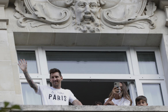 Fans also congregated underneath the balcony of the hotel room shared by Messi and his family.