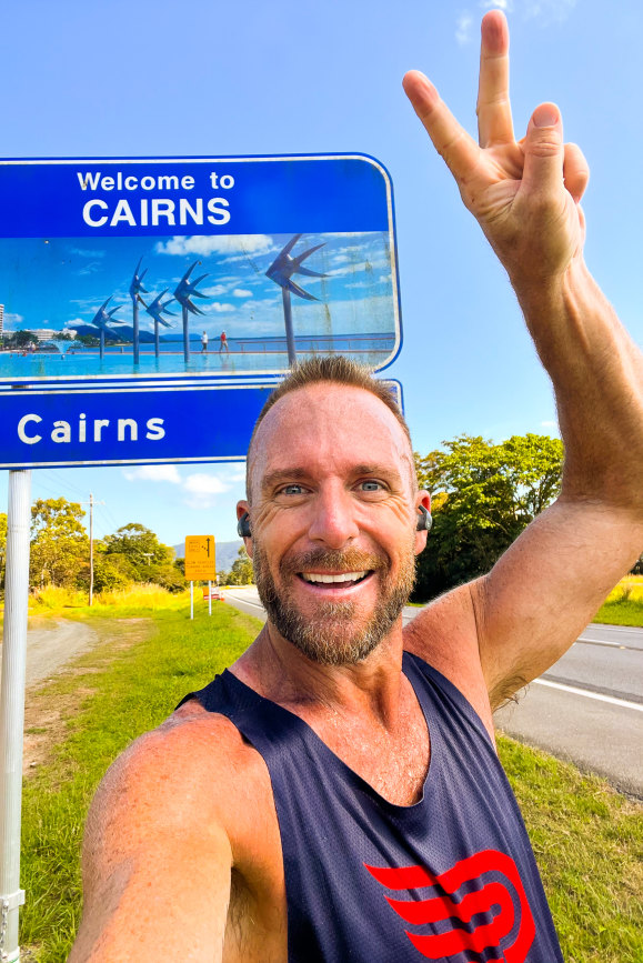 Lachlan Spark finally reaches Cairns after completing 222 days of consecutive half-marathons, beginning in Hobart.