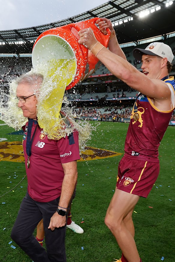 Jarrod Berry dunks coach Chris Fagan in Gatorade.