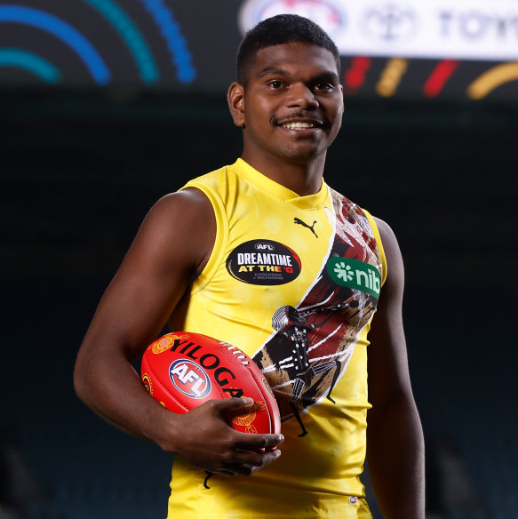 Maurice Rioli jnr proudly wears Richmond’s jumper for Sir Doug Nicholls Round.