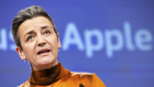 European Commission vice president Margrethe Vestager addresses the media about the decision against Apple.