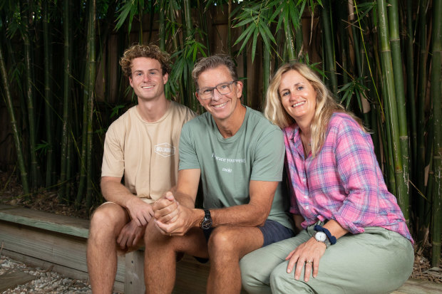 Crowe with his son Harry and wife Sally Grace. 