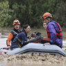 Firefighters evacuate residents in Larissa, Greece.