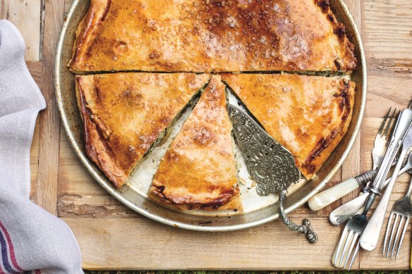 This greens-filled pie travels well for picnics.