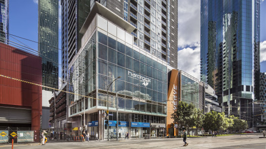 The high-profile glass wall at 8 Franklin Street.