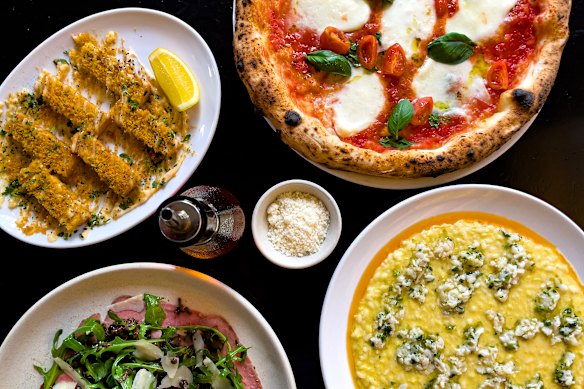 Pizza and sides at Da Mario.