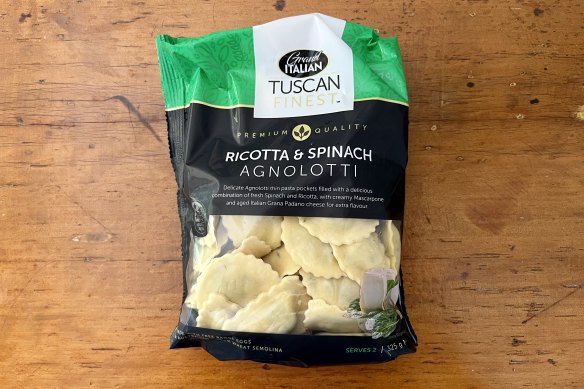 Grand Italian ricotta and spinach agnolotti.