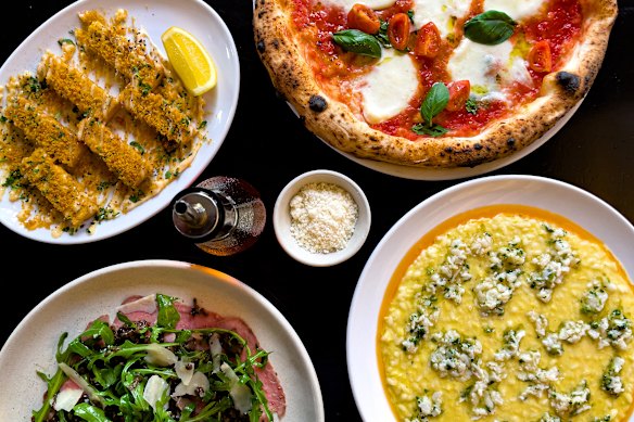 Pizza and sides at Da Mario.