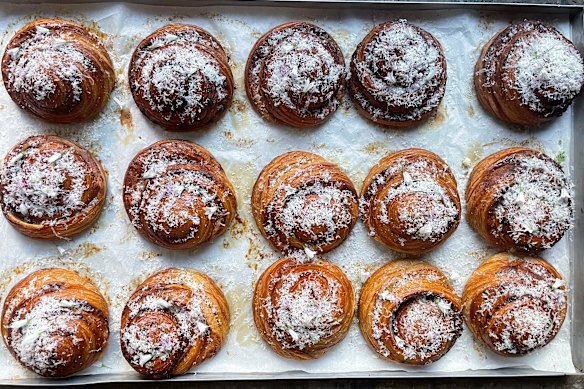 Black garlic and cheese scrolls at Urbanstead in Abbotsford.