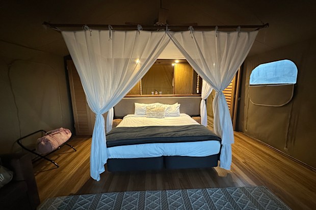 Inside the Zoofari lodges at Taronga Western Plains Zoo.