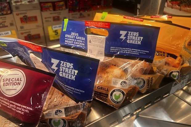 roast chicken supermarket display coles woolworths