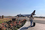 Walking to the plane at Skukuza Airport in Kruger National Park in South Africa
