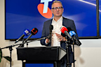 Telstra chief financial officer Michael Ackland speaks after a major network outage this morning.